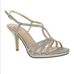 Sparkly Silver Heeled Sandals